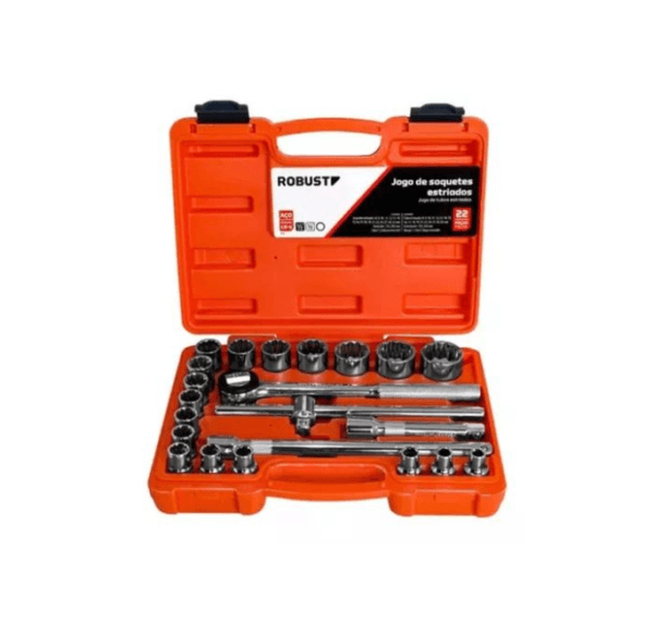 Jogo de Soquetes Estriados 1/2" Robust D26-22AM – 8 a 32mm