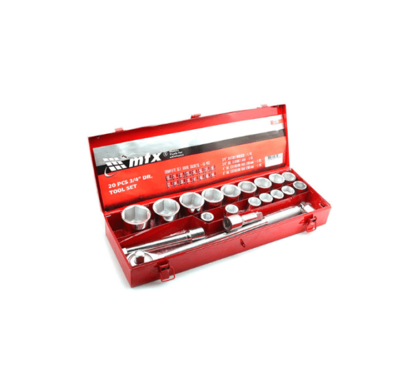 Jogo de Soquete Estriado de 3/4″ MTX com 20 peças 3/4″